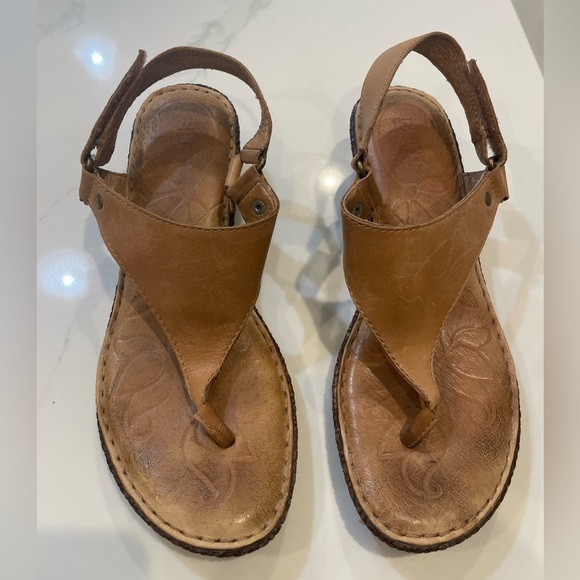 Born Shoes - Born brand, tan/brown leather wedge sandals
